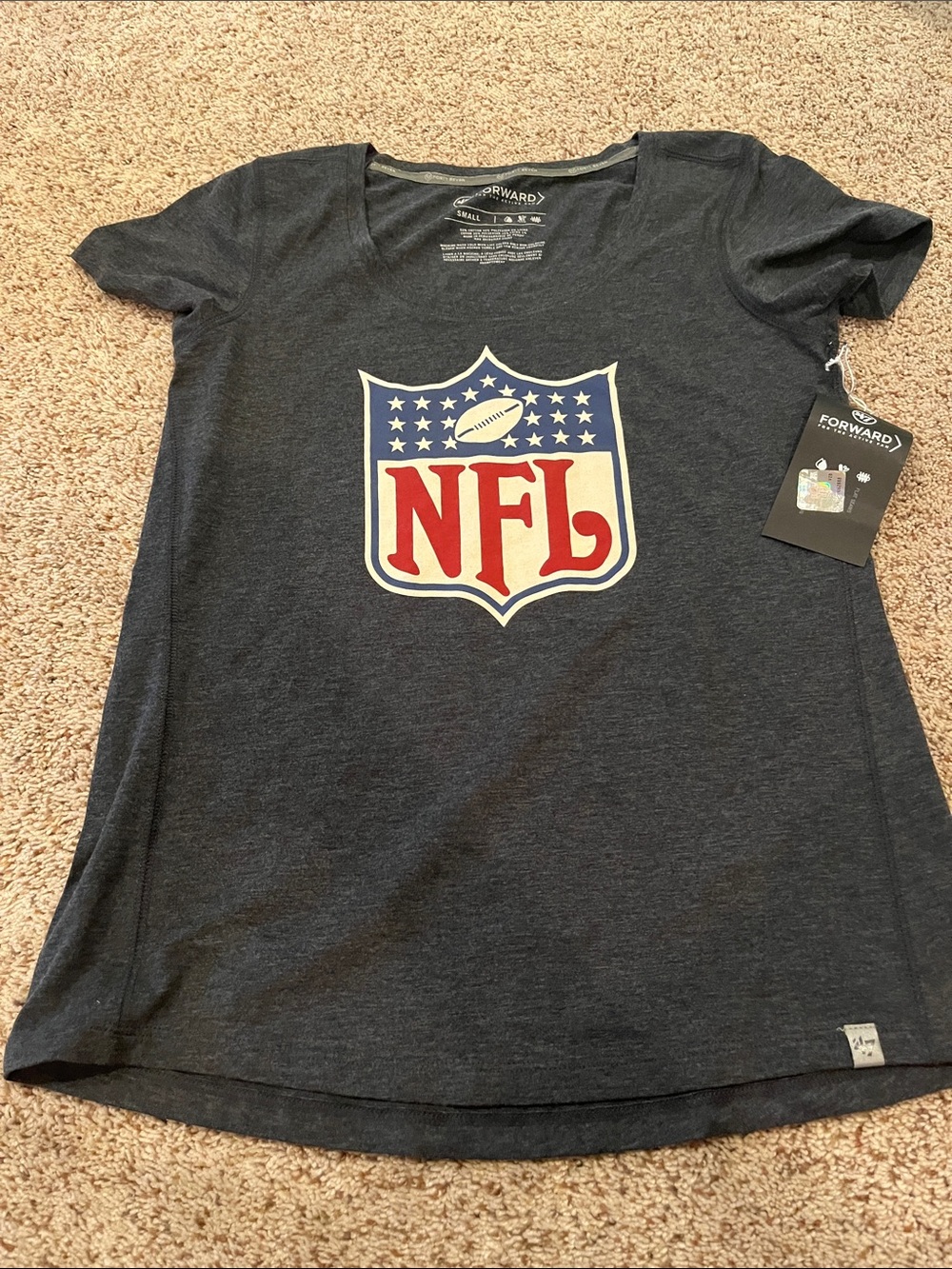 47 Women's NFL Graphic Tee in Navy with Red & White Logo